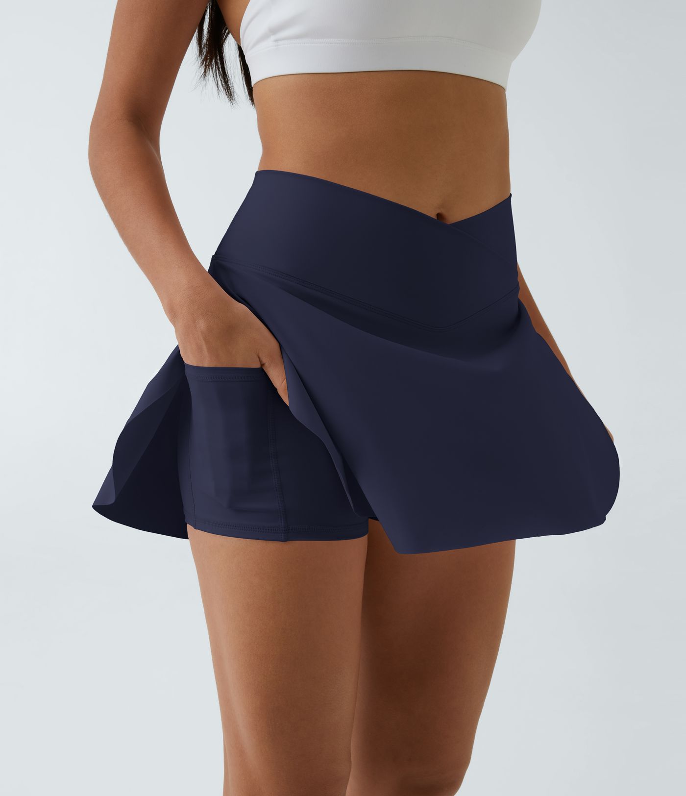 SoftlyZero™ Airy Crossover Pocket 2-in-1 Cool Touch Tennis Skirt-Lucid-Longer Length-UPF50+
