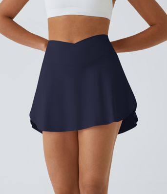 SoftlyZero™ Airy Crossover Pocket 2-in-1 Cool Touch Tennis Skirt-Lucid-Longer Length-UPF50+