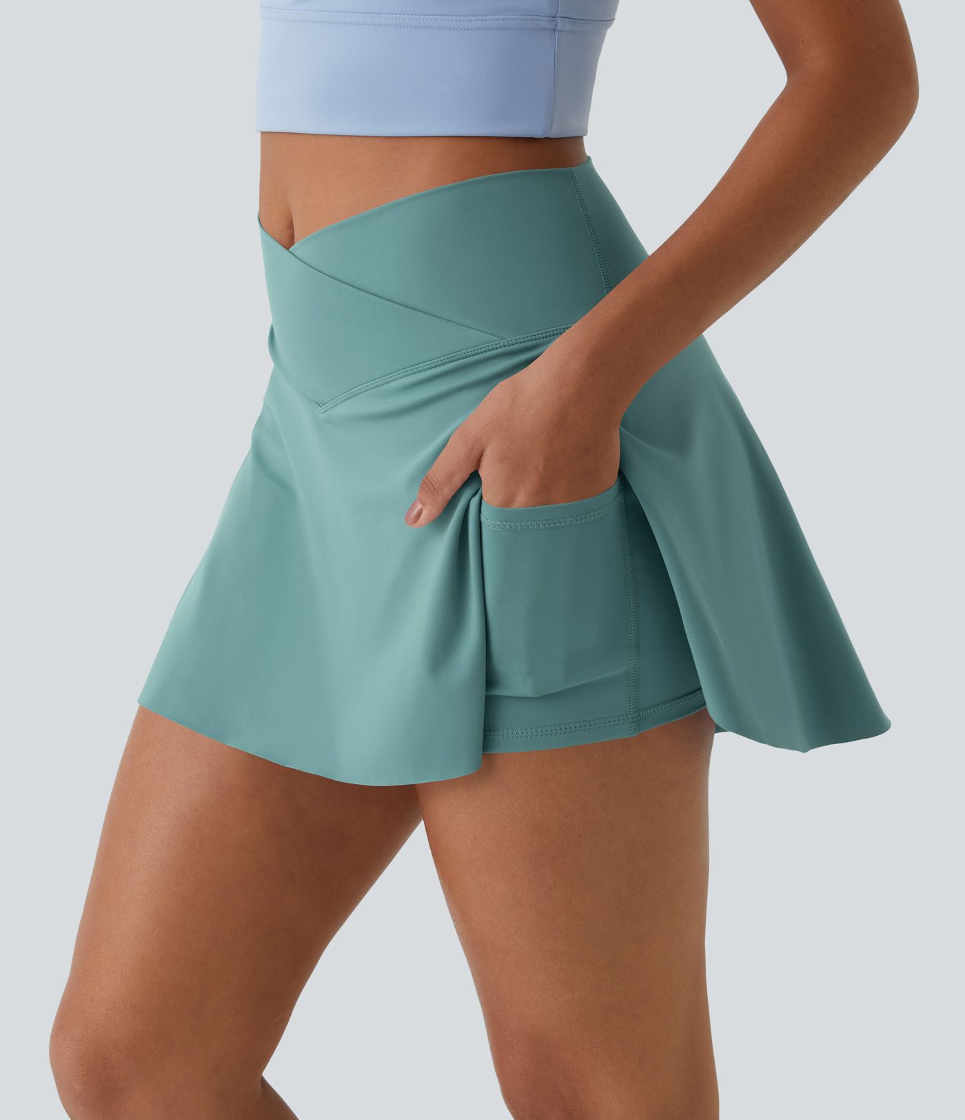 Everyday SoftlyZero™ Airy Crossover 2-in-1 Side Pocket Cool Touch Mini Tennis Skirt-Lucid-UPF50+