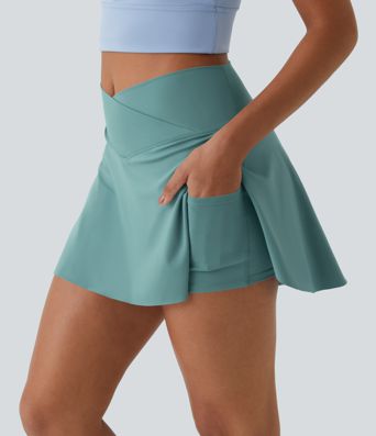 Everyday SoftlyZero™ Airy Crossover 2-in-1 Side Pocket Cool Touch Mini Tennis Skirt-Lucid-UPF50+