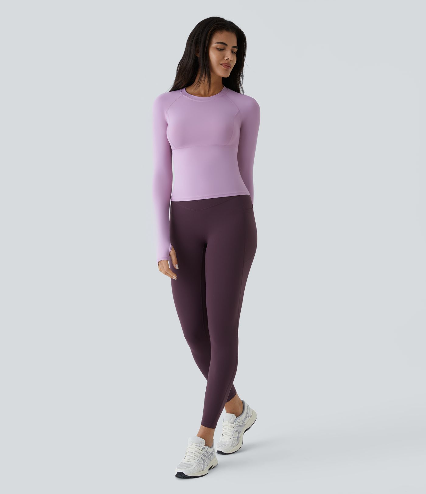 Solid Thumb Hole Yoga Sports Top