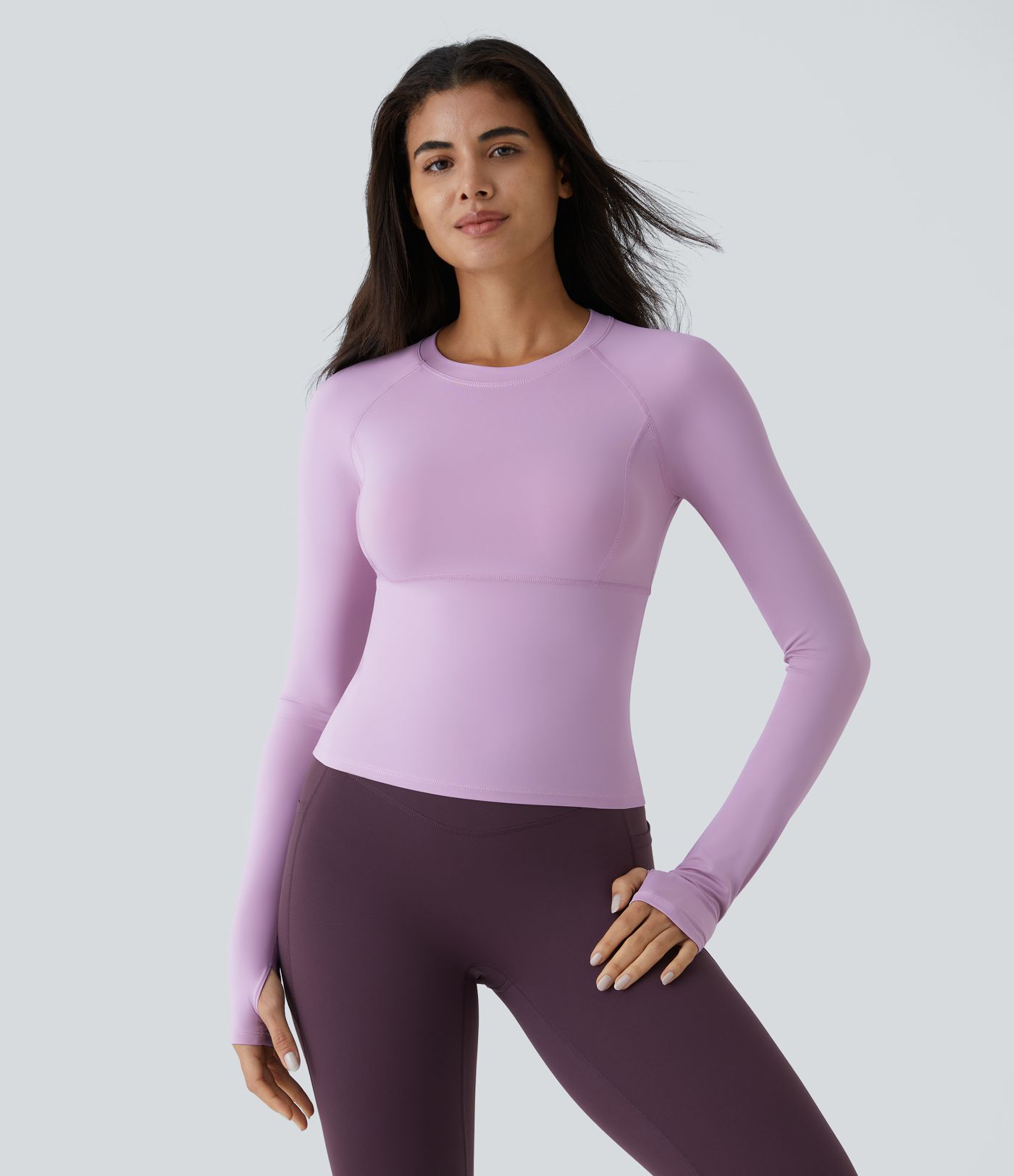 Solid Thumb Hole Yoga Sports Top