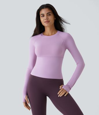 Solid Thumb Hole Yoga Sports Top