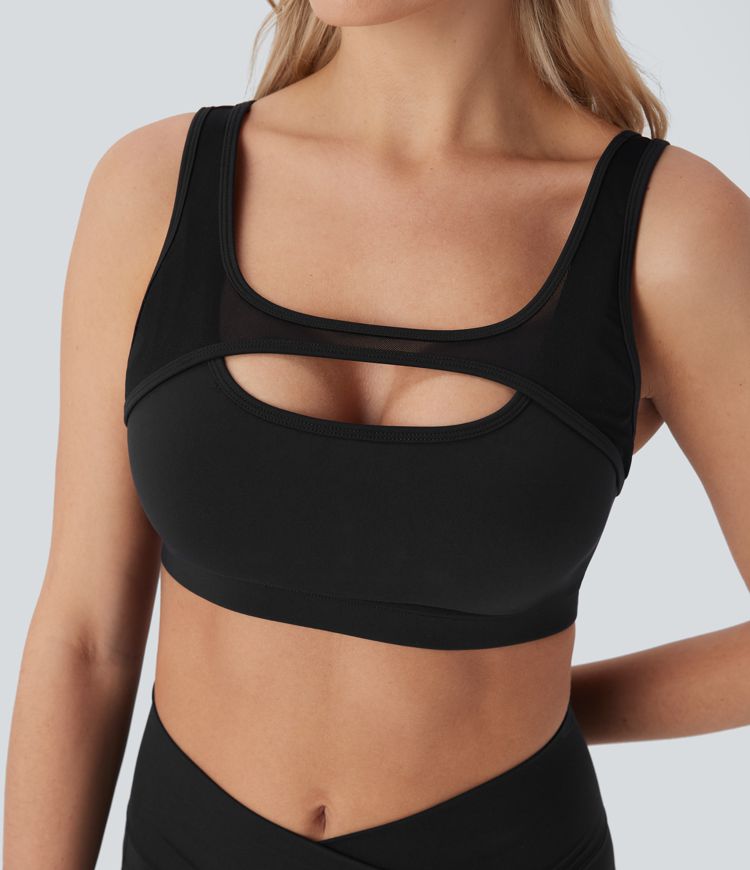 Softlyzero™ Plush - Rückenfreier Yoga-Sport-BH mit leichtem Support und kontrastierendem Mesh