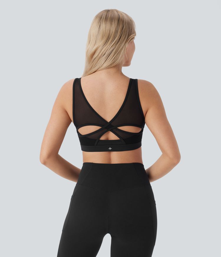 Softlyzero™ Plush - Rückenfreier Yoga-Sport-BH mit leichtem Support und kontrastierendem Mesh