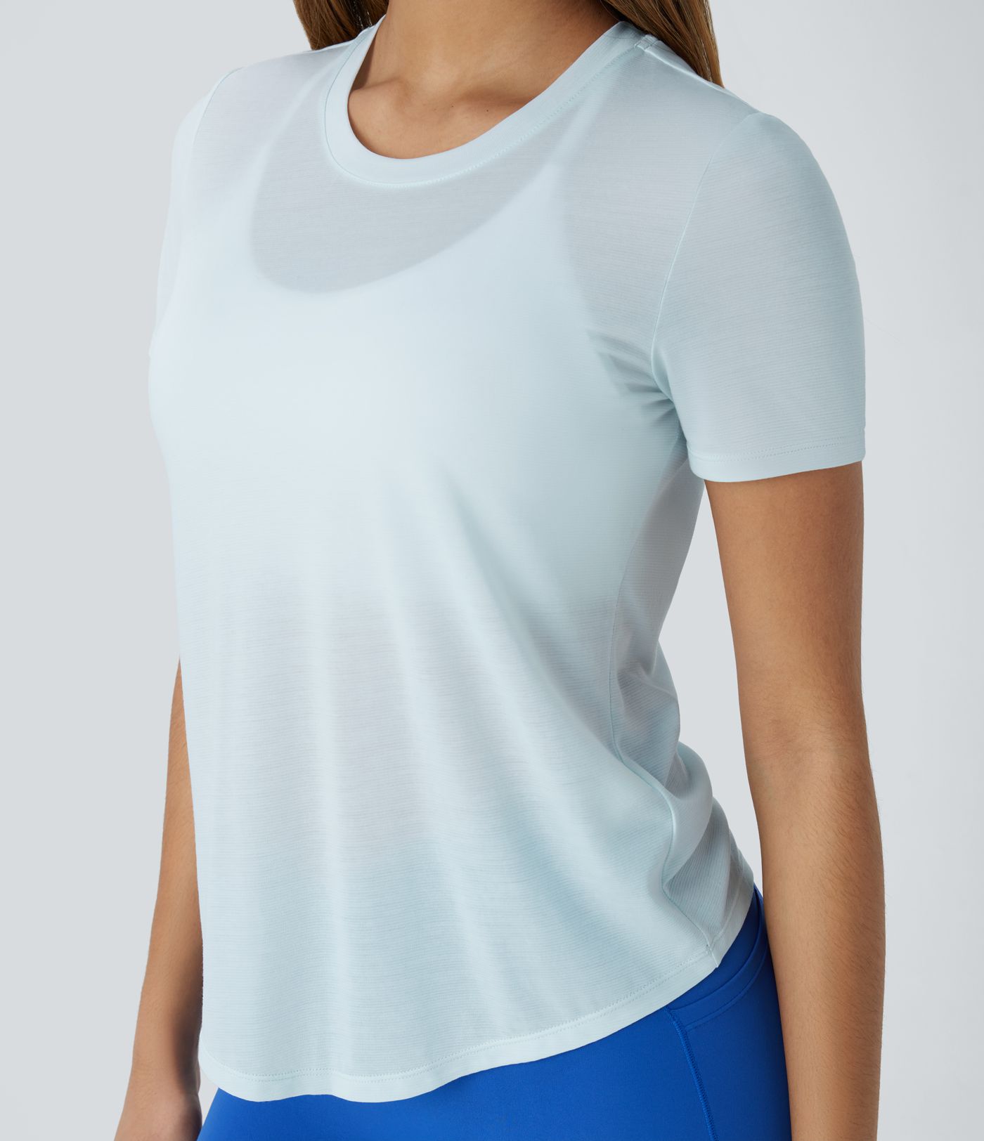 Yoga-Sport-Top mit Rundhalsausschnitt und gebogenem Saum - schnelltrocknend