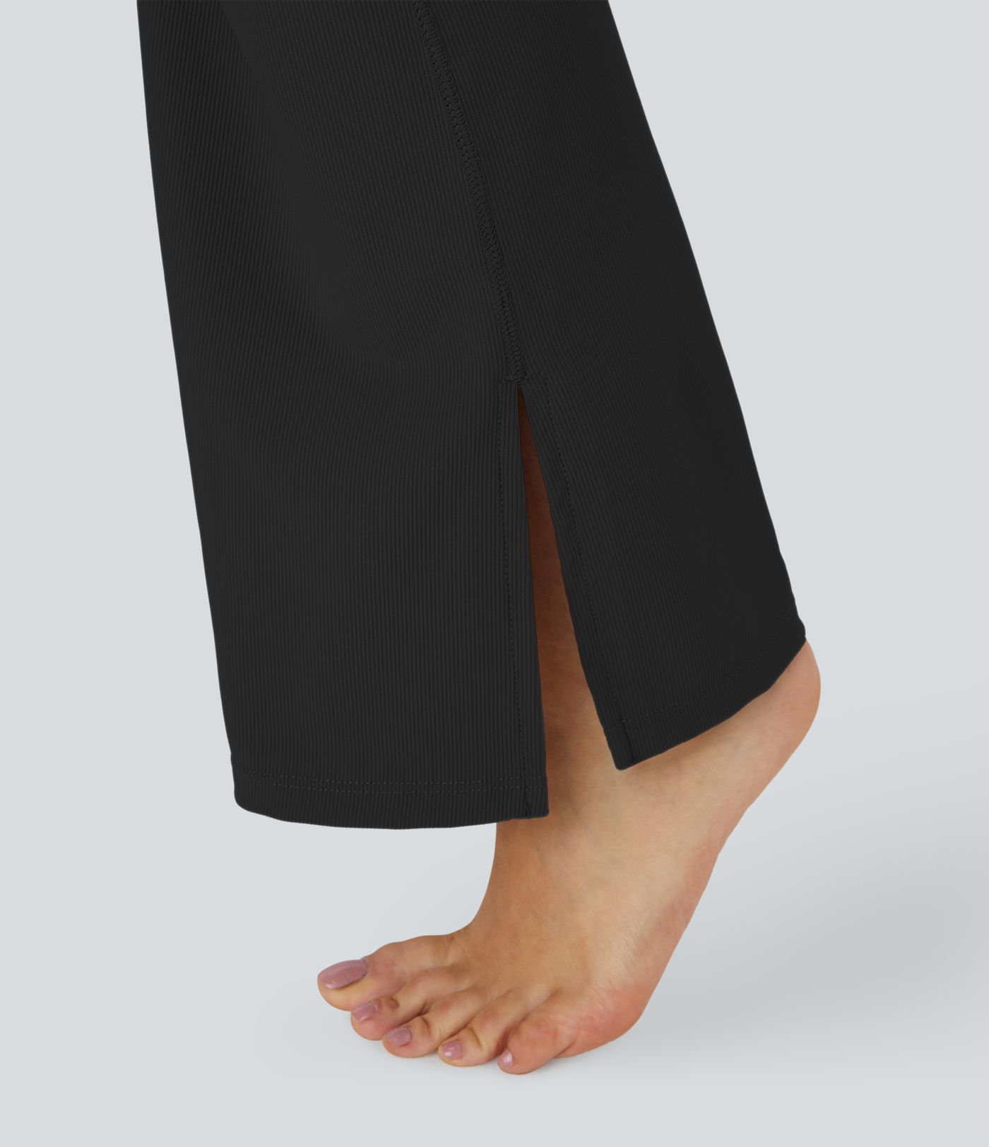 Patitoff® Pet Hair Prevention Crossover Pocket Split Hem Yoga Flare Leggings - Smile