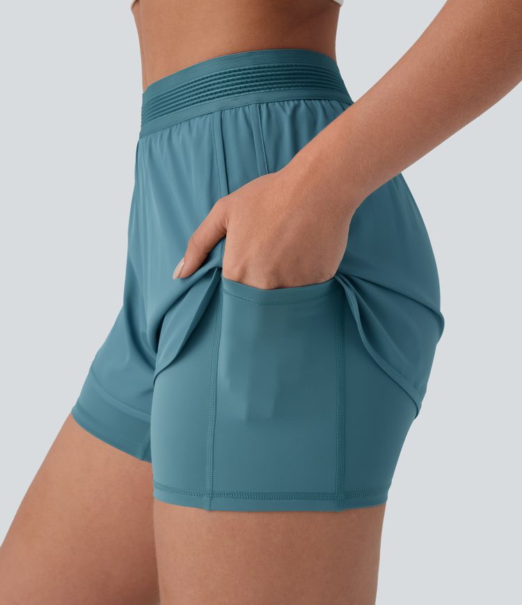 Breezeful™ Mid Rise 2-in-1 Pockets Quick Dry Running Shorts