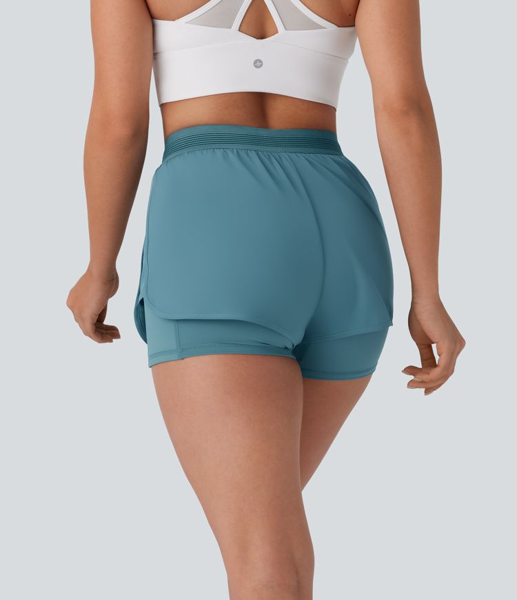 Breezeful™ Mid Rise 2-in-1 Side Pockets Quick Dry Running Shorts