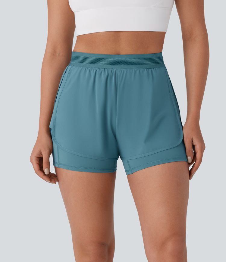 Breezeful™ Short de running tiro medio 2 en 1, con bolsillos, de secado rápido Breezeful™ Short de running tiro medio 2 en 1, con bolsillos, de secado rápido
