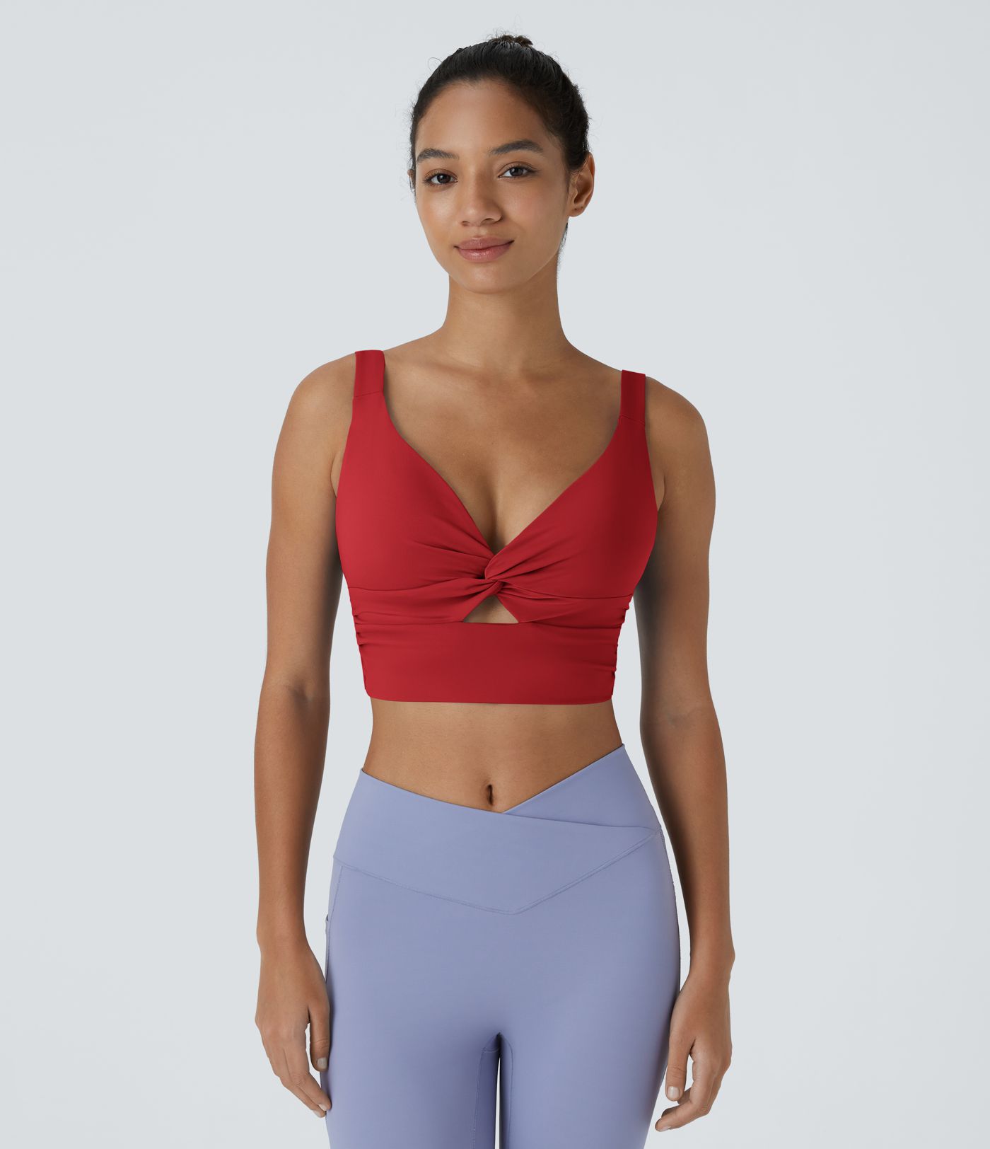 Brasier deportivo de yoga SoftlyZero™ Airy de sujeción baja con abertura y tacto fresco-UPF51+ en copas D-F