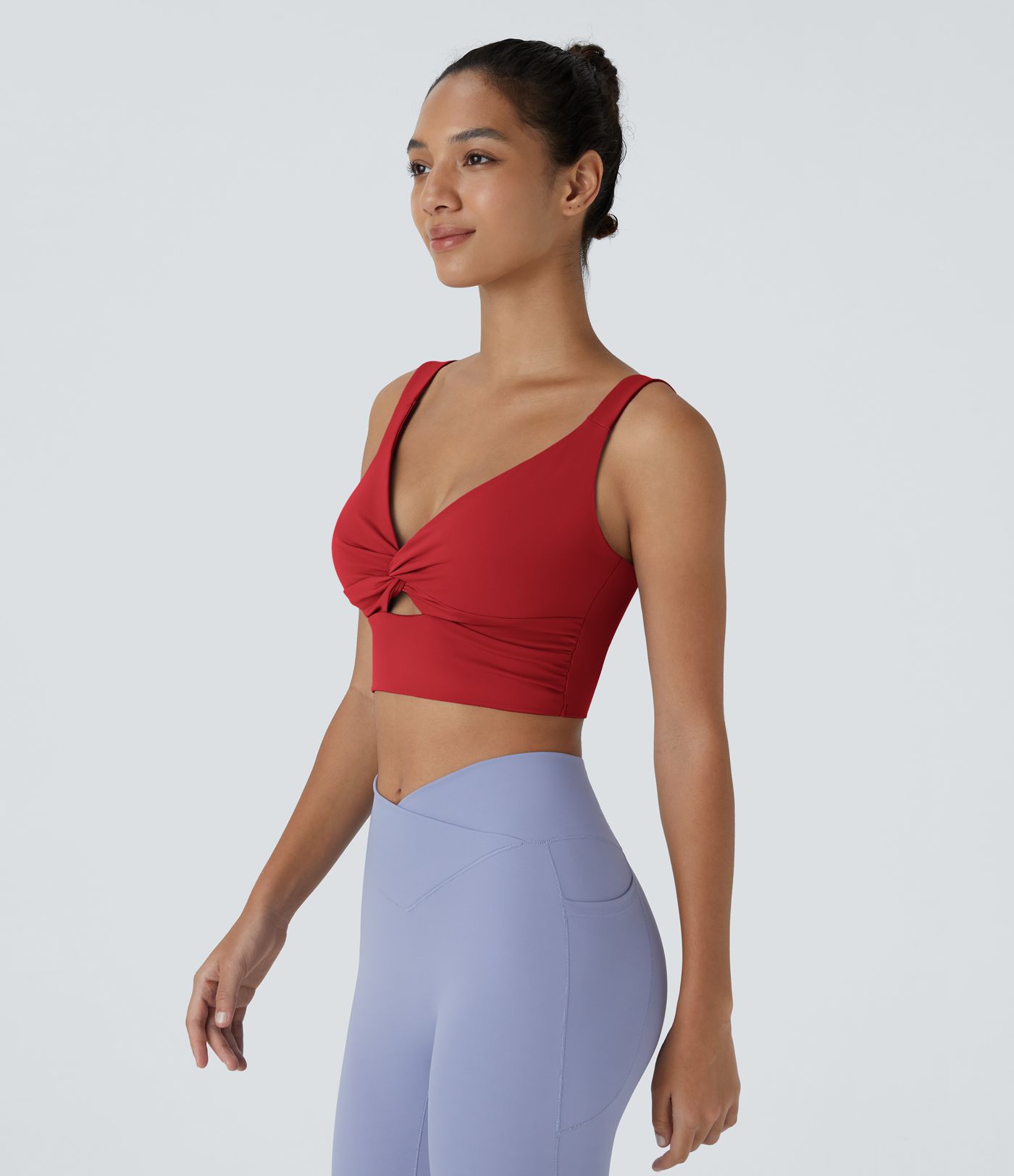 Brasier deportivo de yoga SoftlyZero™ Airy de sujeción baja con abertura y tacto fresco-UPF51+ en copas D-F