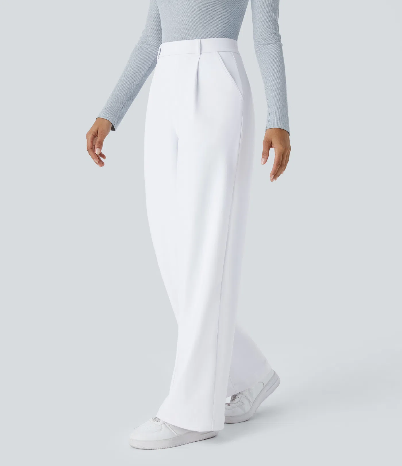 HalaraFlex™ High Waist Pleated Side Pocket Straight Leg Workwear Pants