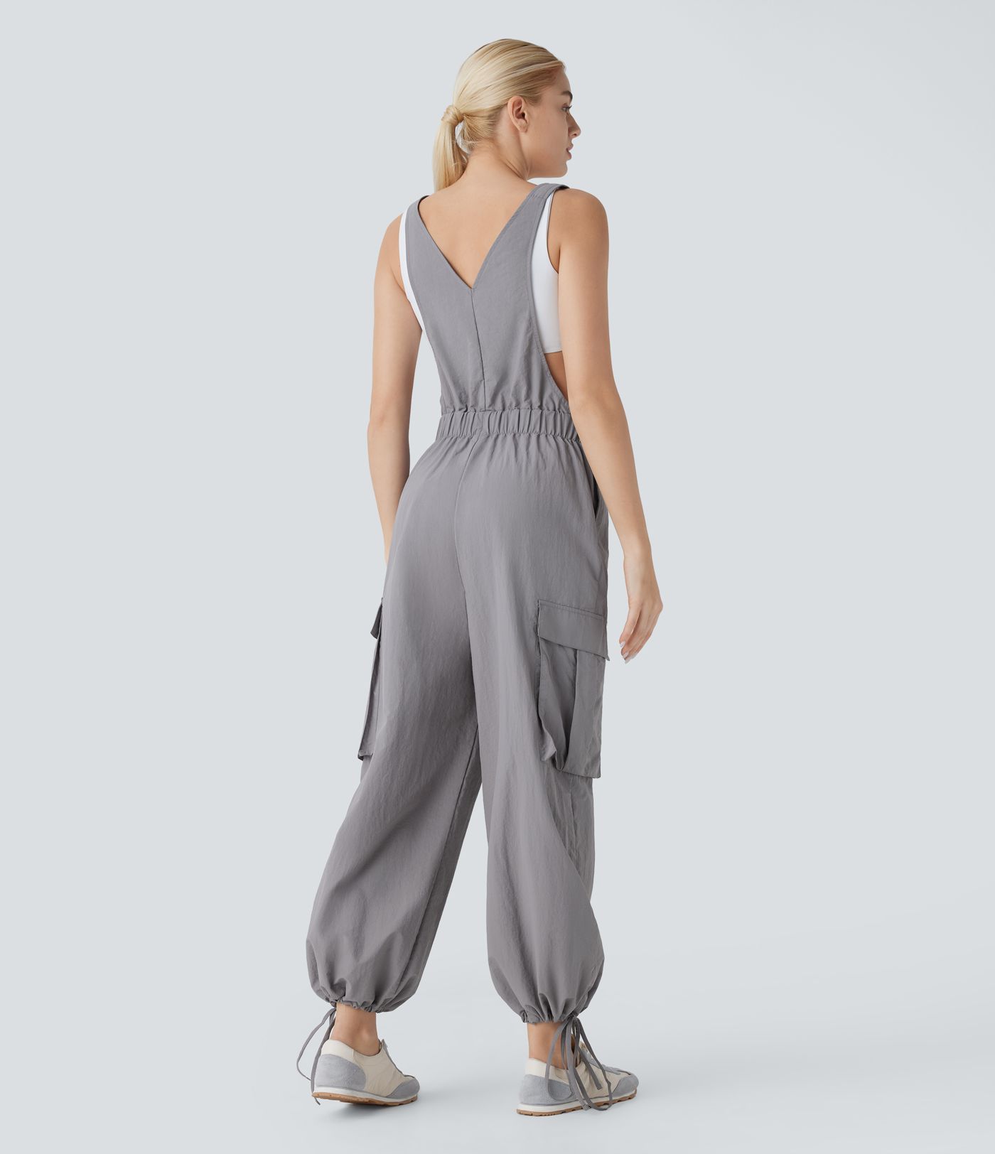 Drawstring  Relax Casual Cargo Overall with Pockets