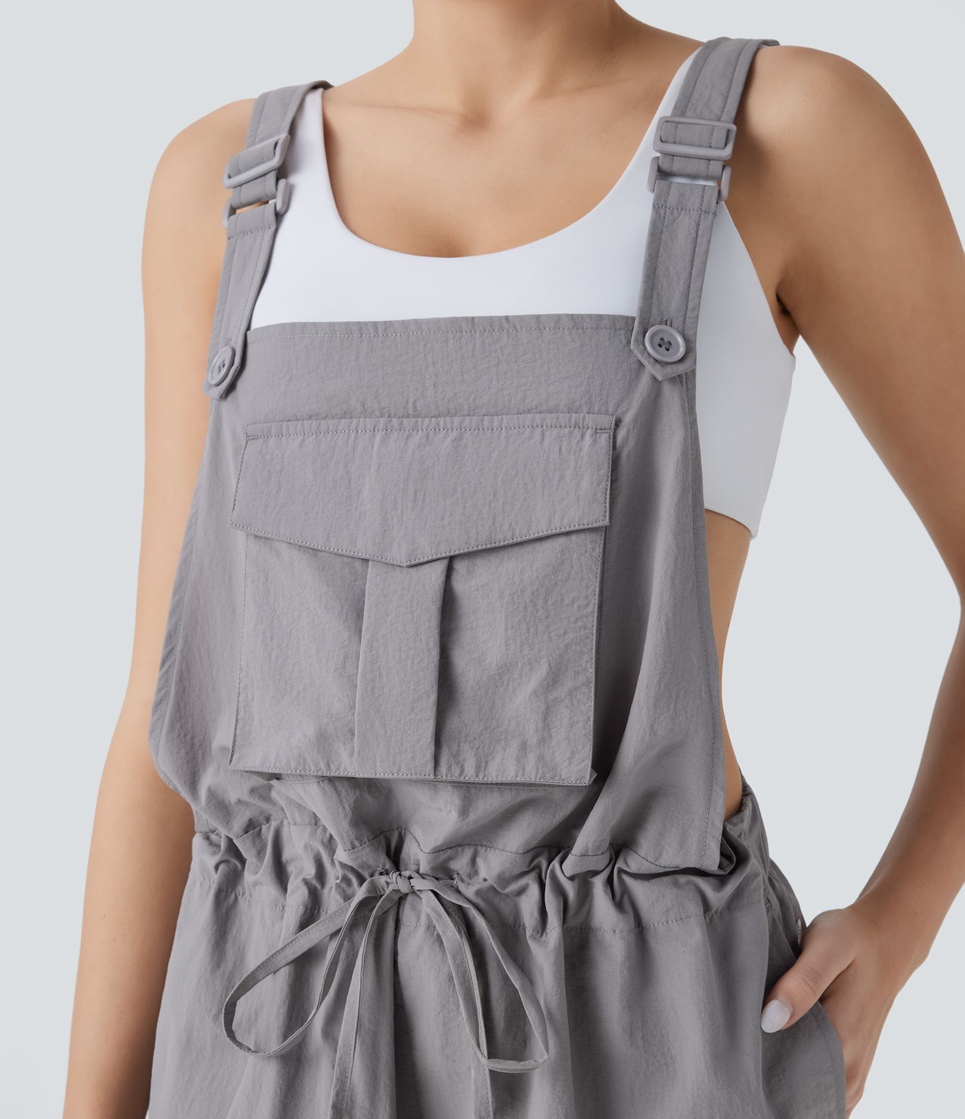 Drawstring  Relax Casual Cargo Overall with Pockets