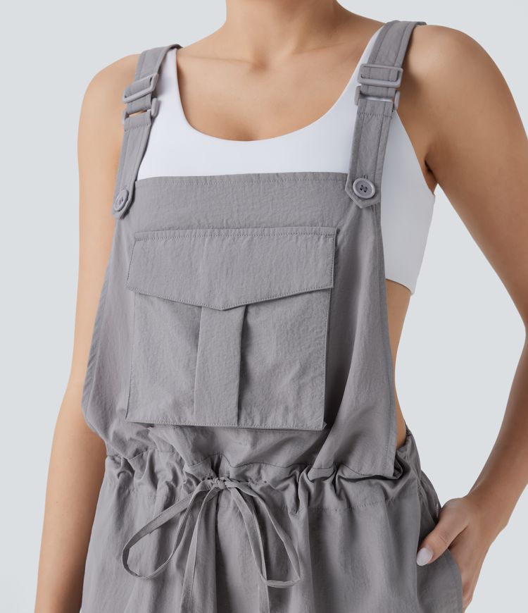 Drawstring  Relax Casual Cargo Overall with Pockets