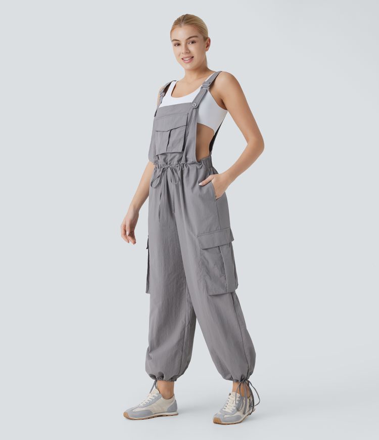 Drawstring  Relax Casual Cargo Overall with Pockets
