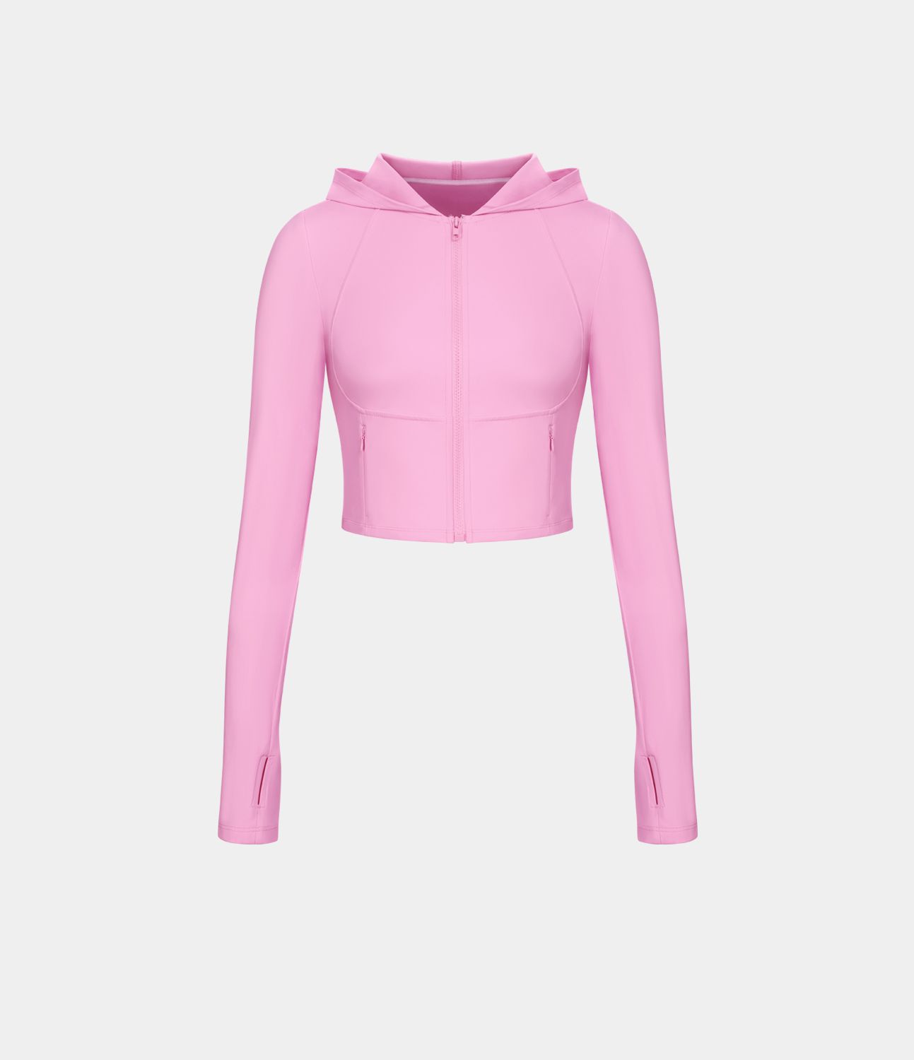 Softlyzero™ sudadera corta con capucha de estilo casual, sweatshirt deportiva con cremallera, bolsillo lateral y abertura para el pulgar