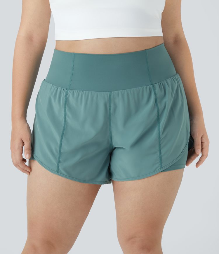 Pantalón corto Breezeful™ yoga secado rápido bolsillo lateral 2 en 1 tiro superalto talla grande 10cm