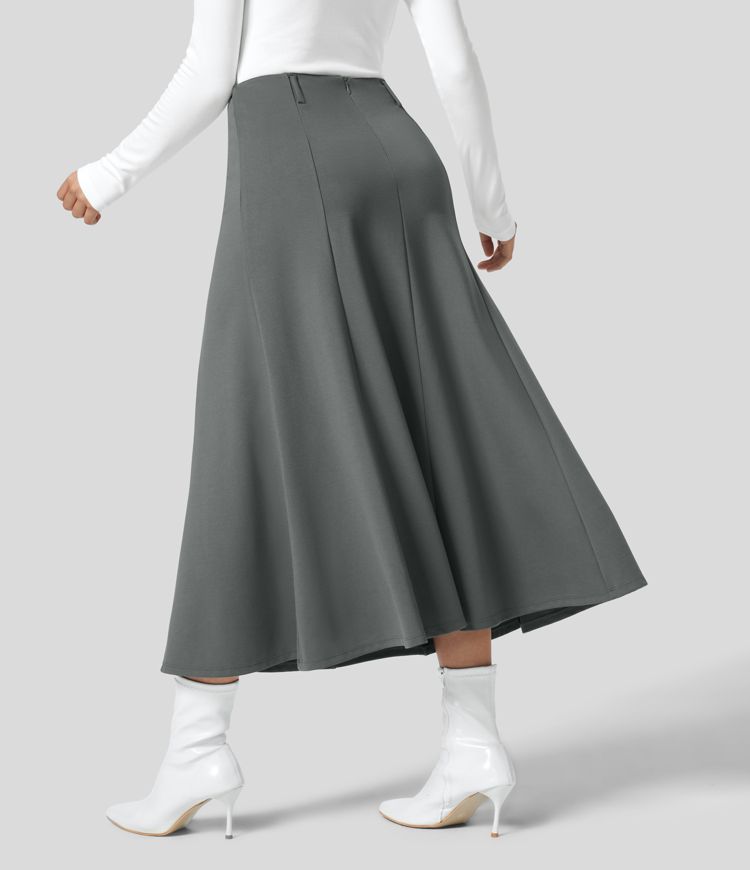 Damen Arbeitsrock Mit Kordelzug - Hohe Taille In Armeegrün Größe L