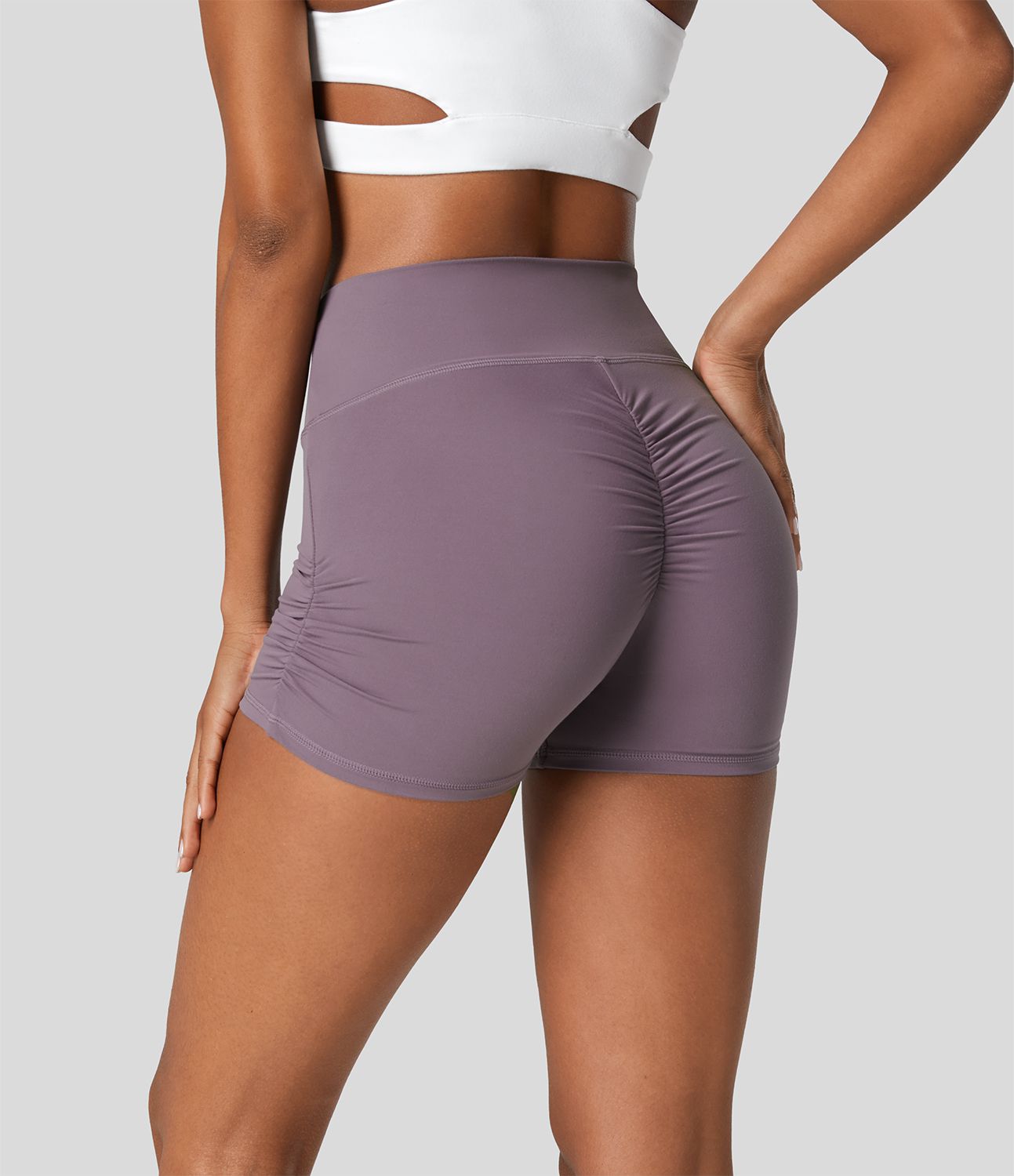 Softlyzero™ Short 3" Biker Yoga à Taille Haute, Élastique Intérieur Ajustable Froncé 