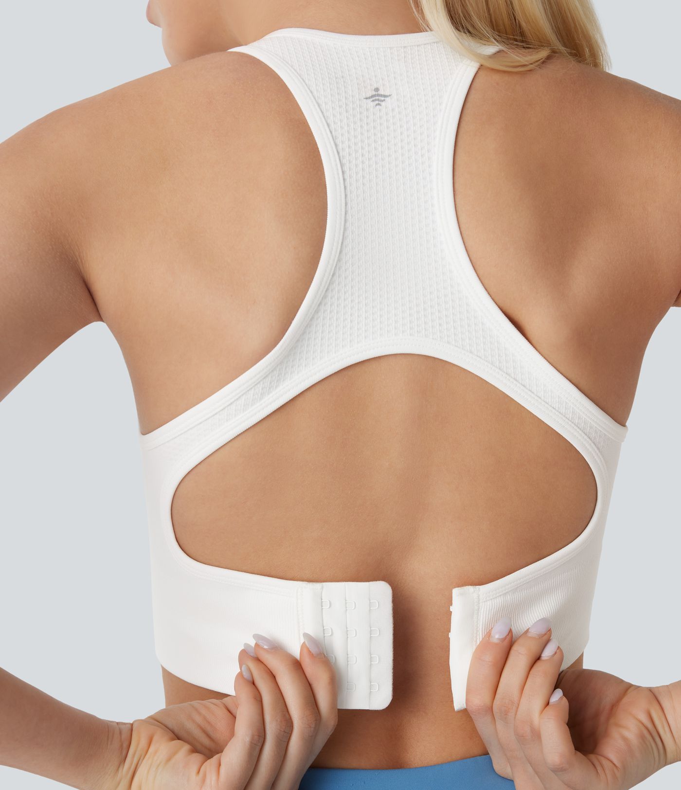 Camiseta sin mangas ajustada entrenamiento cuello cuadrado espalda cruzada hebilla ajustable