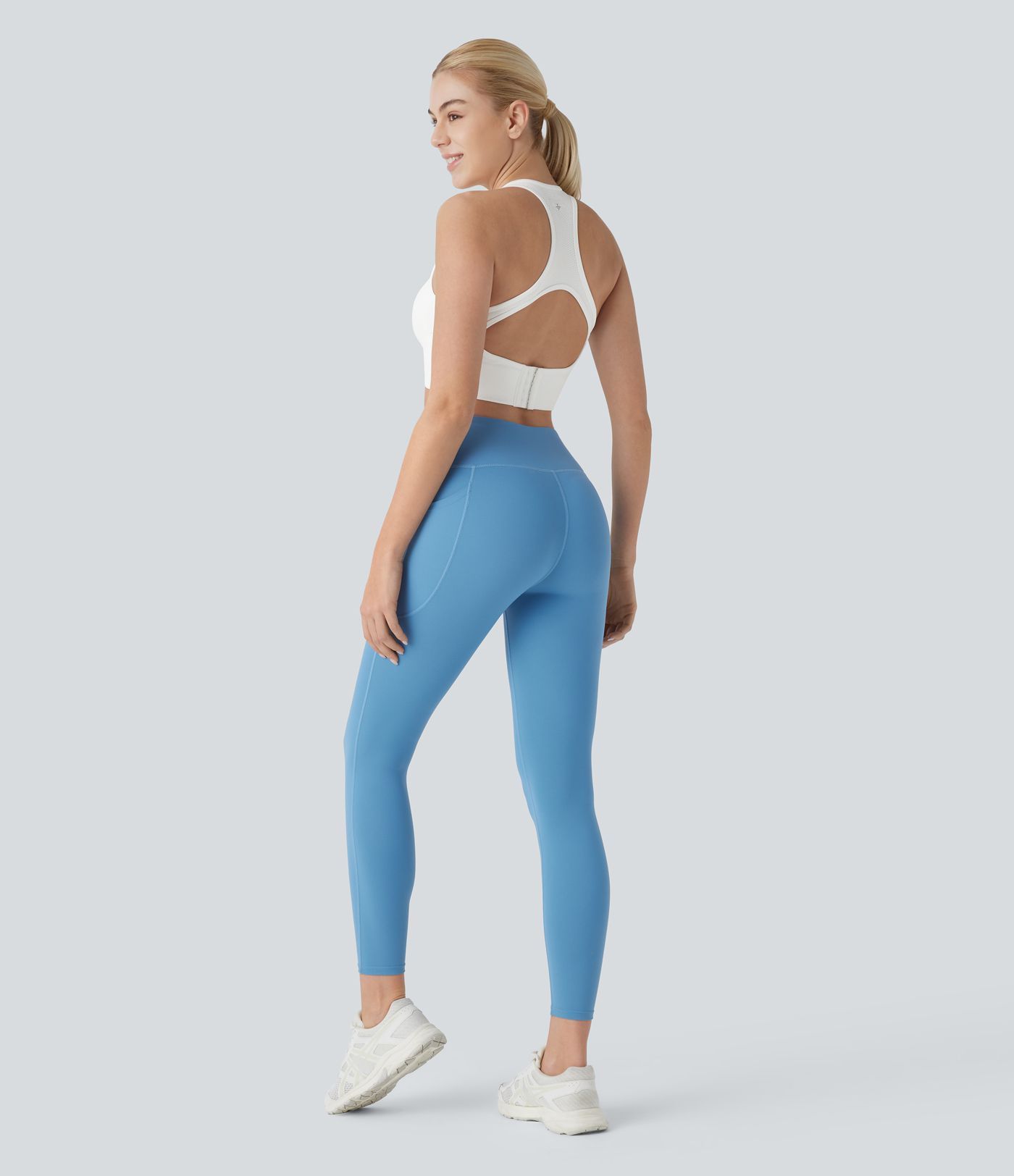 Camiseta sin mangas ajustada entrenamiento cuello cuadrado espalda cruzada hebilla ajustable