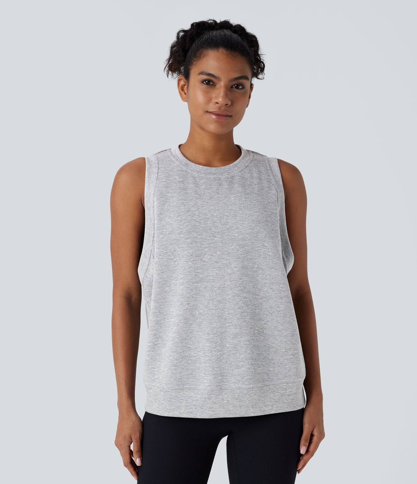 Lässiges Tanktop mit Rundhalsausschnitt und Seitentaschen