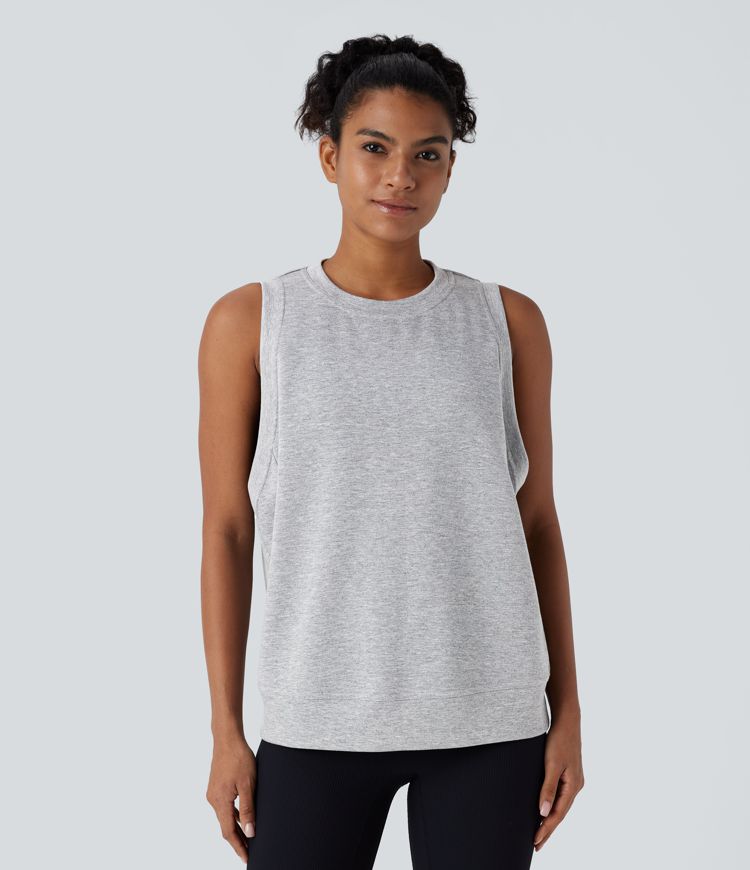 Lässiges Tanktop mit Rundhalsausschnitt und Seitentaschen