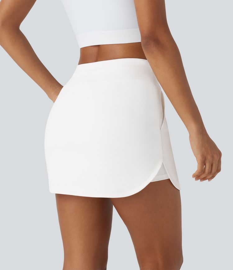 Softlyzero™ QuickDry High Waisted Drawstring Side Pocket 2-in-1 Curved Hem Mini Golf Skirt-Golf Tee Pocket