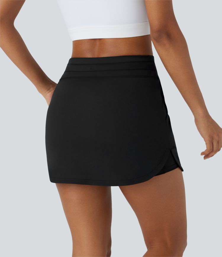 Softlyzero™ QuickDry High Waisted Drawstring Side Pocket 2-in-1 Curved Hem Mini Golf Skirt-Golf Tee Pocket