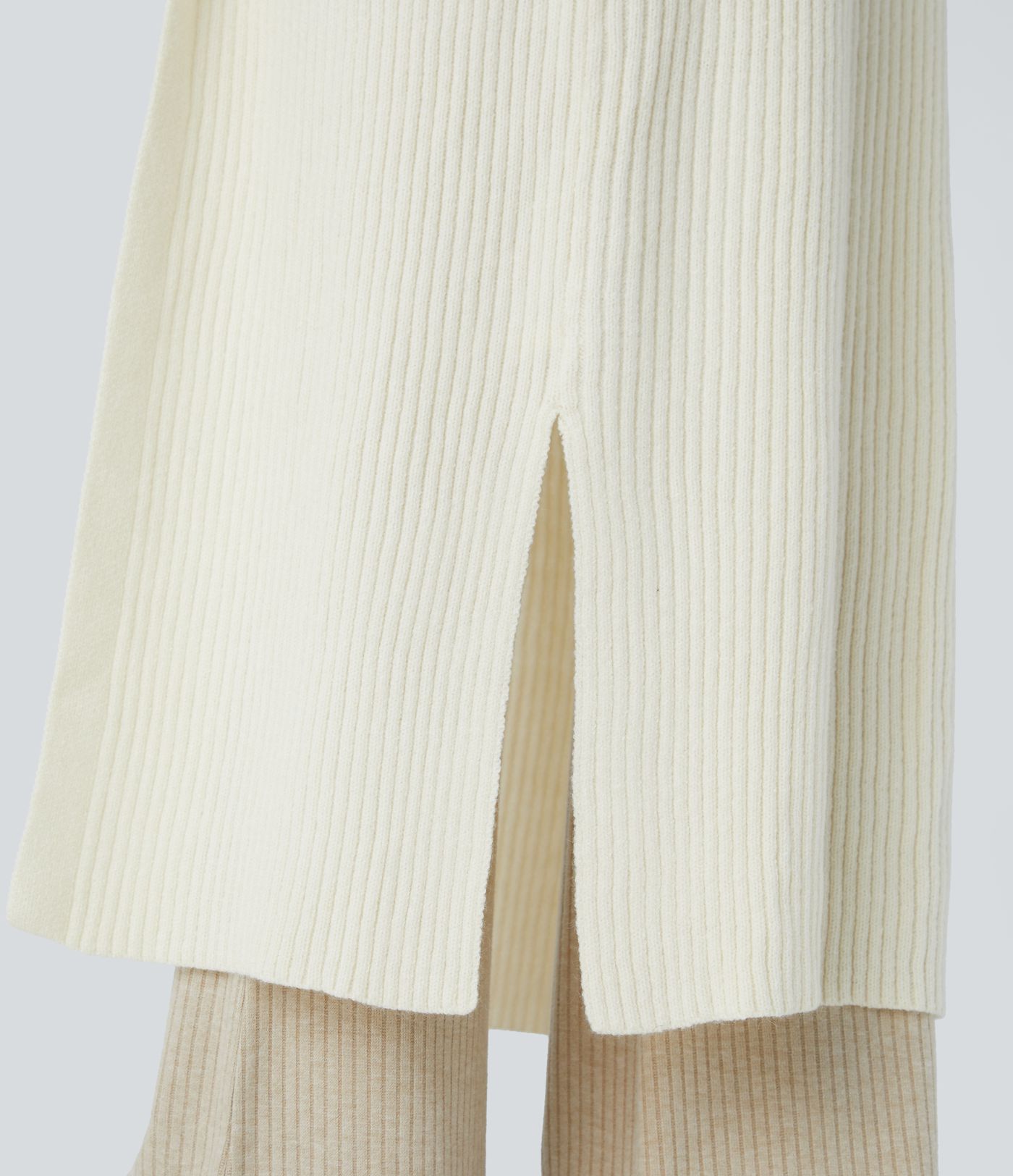 Geteilter Longline-Cardigan mit Kapuze, langen Ärmeln, Seitentasche
