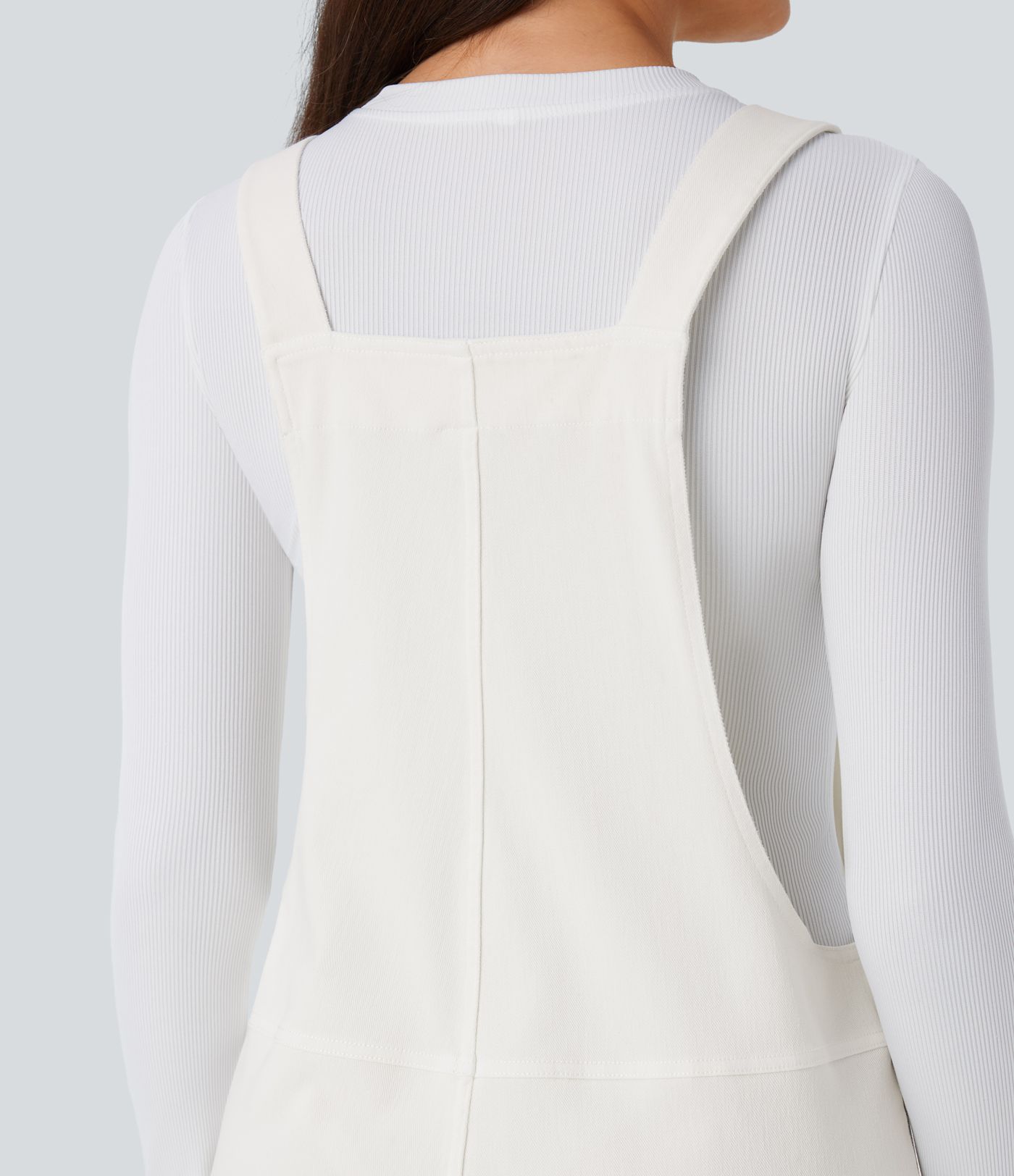 Halara Flex™ Peto casual de mezclilla con bolsillos lavados y cuello en V