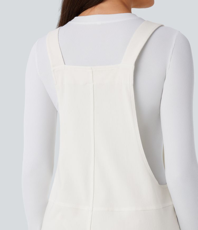 Halara Flex™ Peto casual de mezclilla con bolsillos lavados y cuello en V