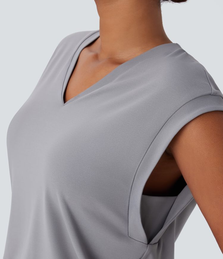 Blusa oficina cuello V manga corta