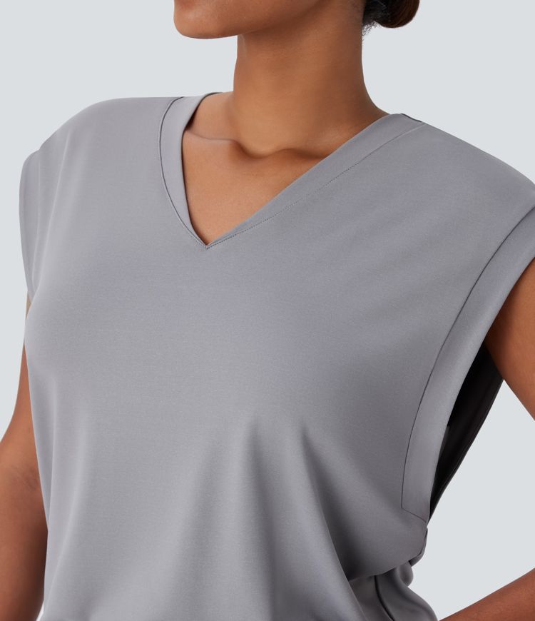 Blusa oficina cuello V manga corta