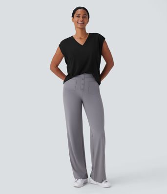 V Neck Cap Sleeve Work Top