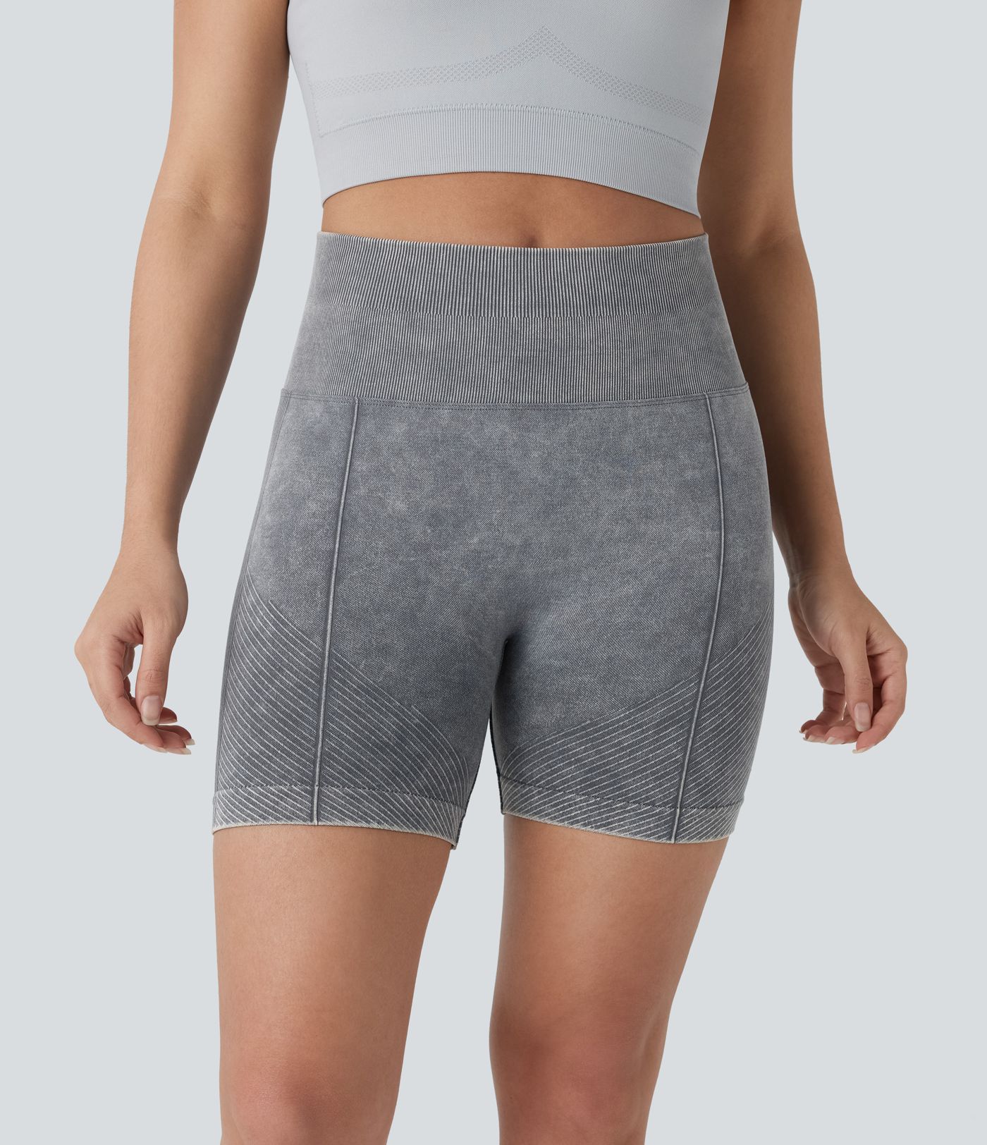 Pantalón corto yoga ciclista tiro alto lavado bolsillo trasero sin costuras 5.5''