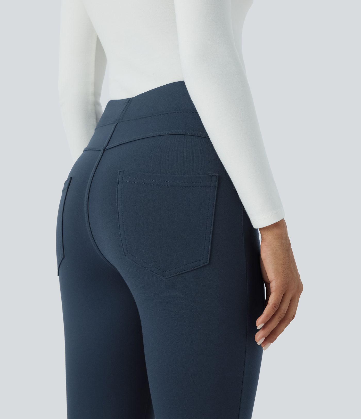 High Waisted Multiple Pockets Skinny 7/8 Work Pants