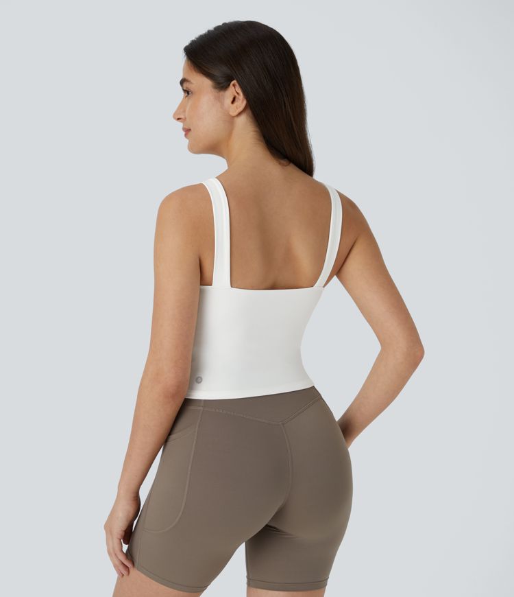 SoftlyZero™ Plush Square Neck Cropped Skinny Yoga Tank Top