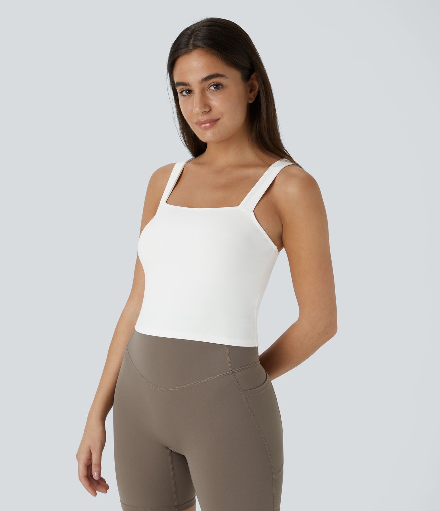 SoftlyZero™ Plush Square Neck Cropped Skinny Yoga Tank Top