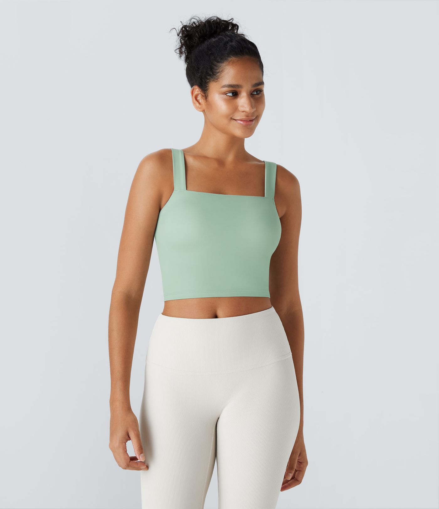 SoftlyZero™ Plush Square Neck Cropped Skinny Yoga Tank Top