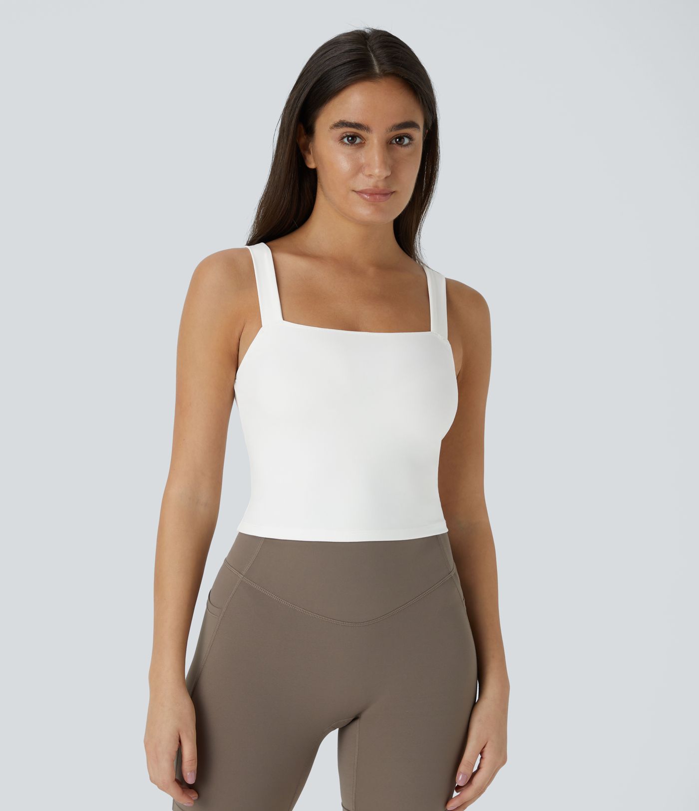 SoftlyZero™ Plush Square Neck Cropped Skinny Yoga Tank Top