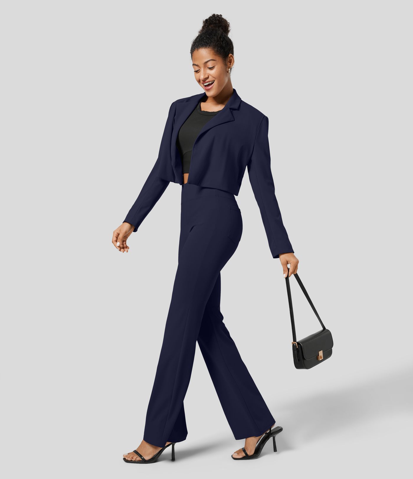 Pantalon tailleur légèrement évasé taille haute avec poches arrière Halara Flex™ SculptKnit