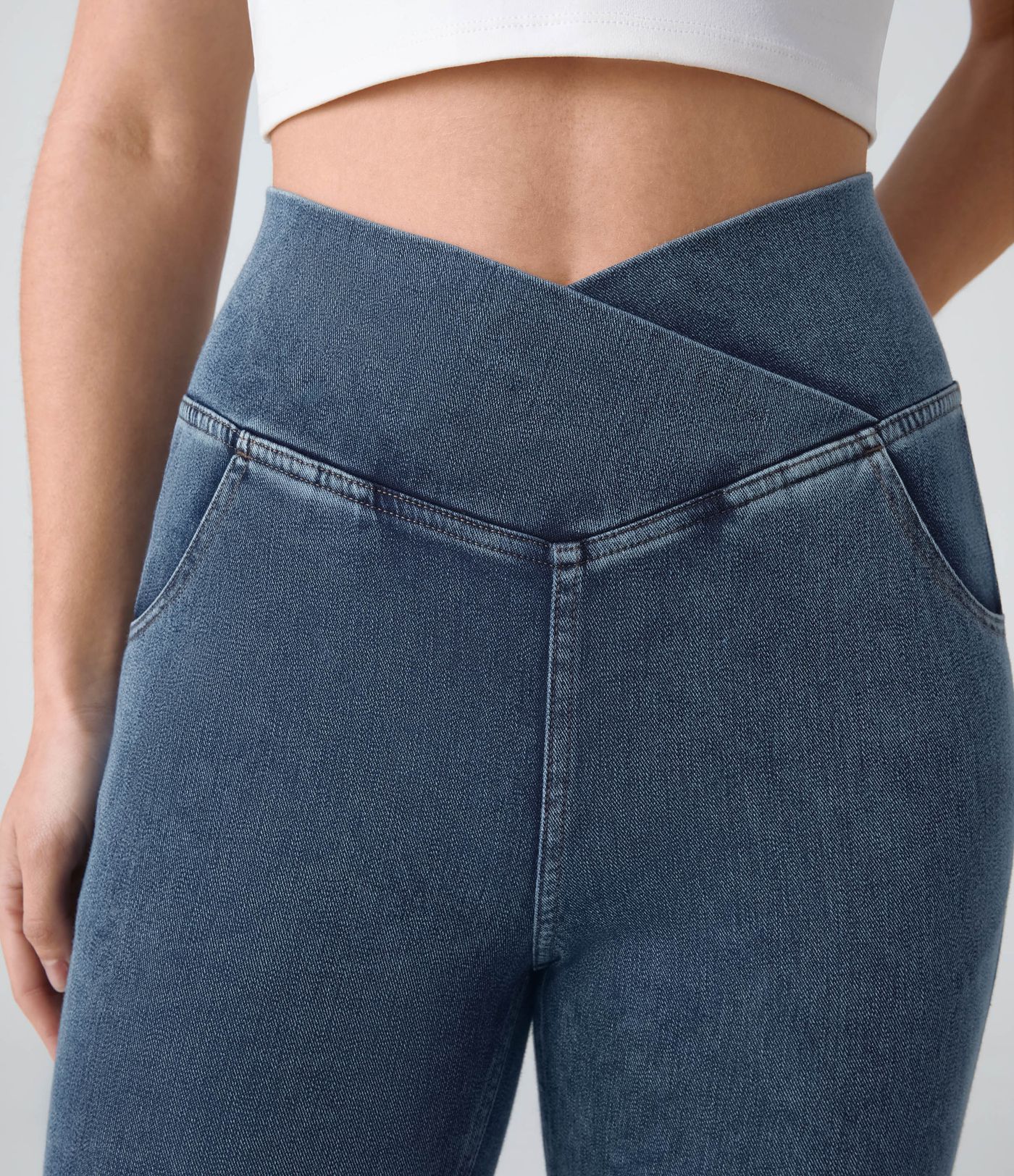 Halara Flex™ Flared Jeans Super Casual Stretch Washed Cool Touch High Waist Crossed Pockets