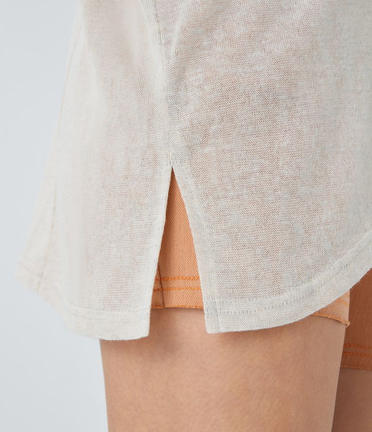 Top Casual Oversize Asymétrique Ourlet Fendu Transparent Top Casual Oversize Asymétrique Ourlet Fendu Transparent