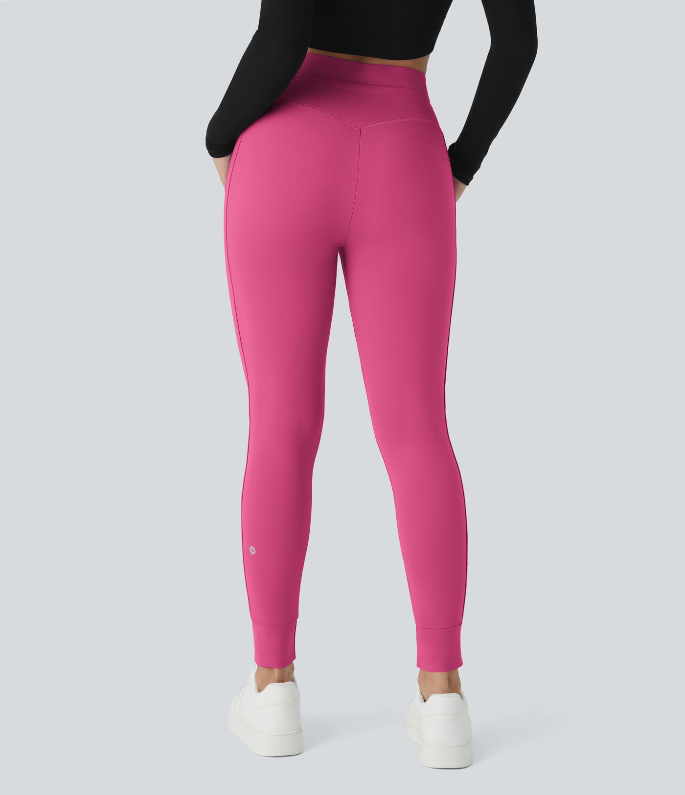 SoftlyZero™ Plush High Waisted Drawstring Pocket Plain Full Length Joggers