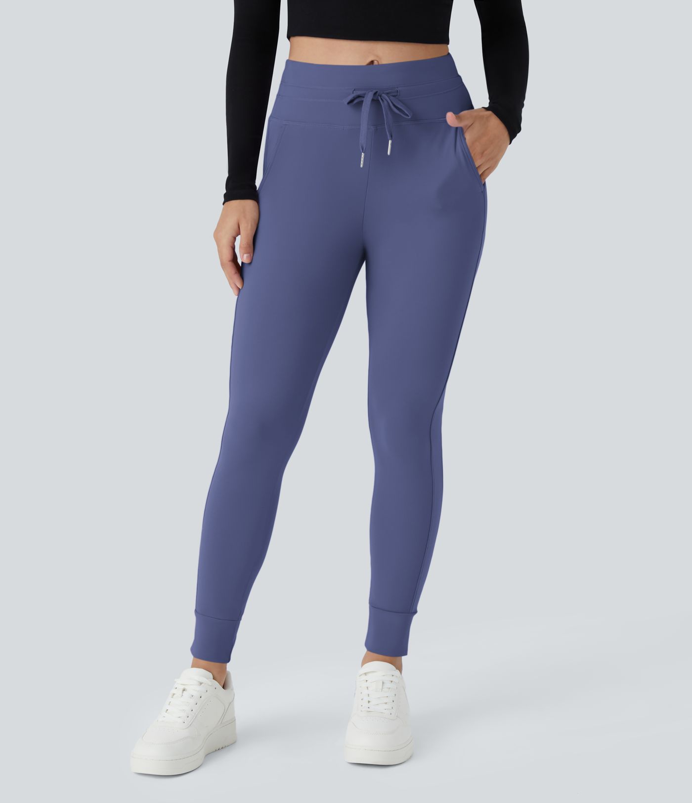 Softlyzero™ Plush Jogginghose mit hohem Bund, Kordelzug, Seitentasche, schlichte Jogginghose in voller Länge