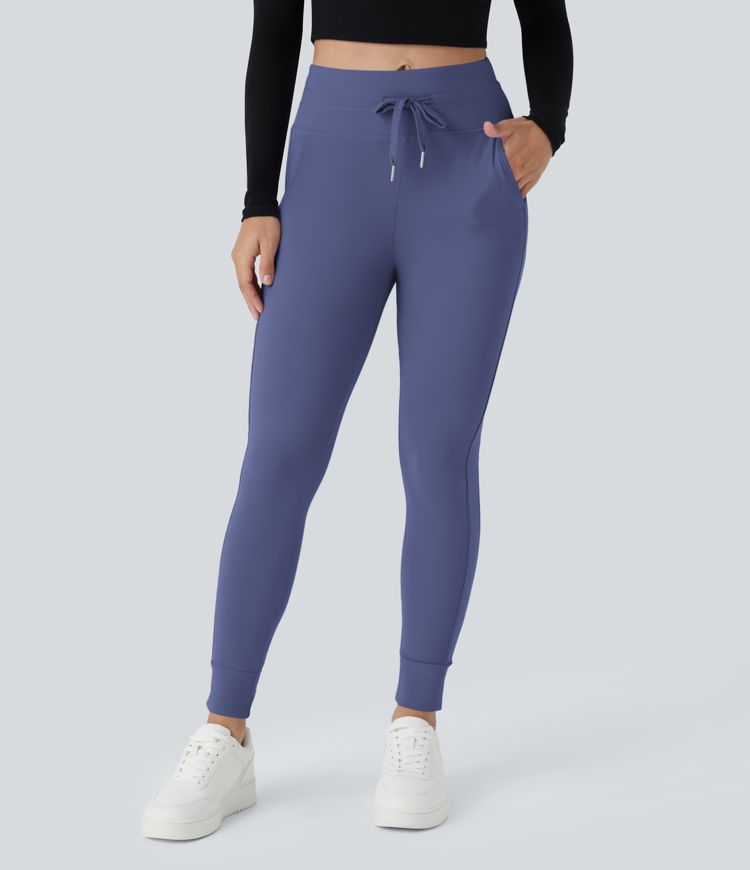 Softlyzero™ Plush Jogginghose mit hohem Bund, Kordelzug, Seitentasche, schlichte Jogginghose in voller Länge