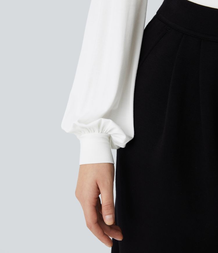 V Neck Long Sleeve Button Work Bodysuit